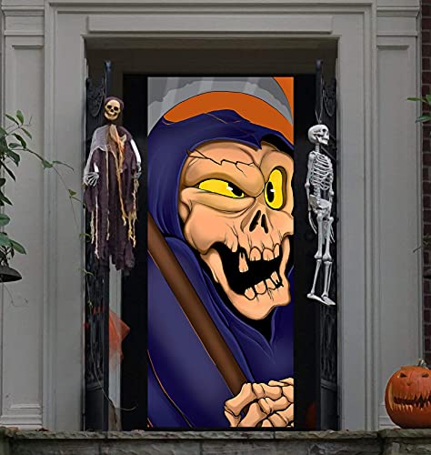 3D Design Scary Skeleton Door Cover for Halloween Skeleton Door, Window and Wall Cover