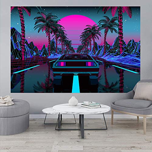 Urban Street Scene -Cars Palm Trees Sunset Tapestry