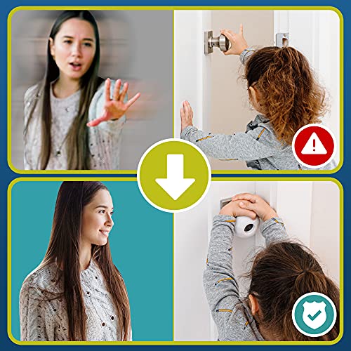 Child Safety Door Knob Cover (4 Pack) Hard-to-Remove Dual-Lock Door Handle