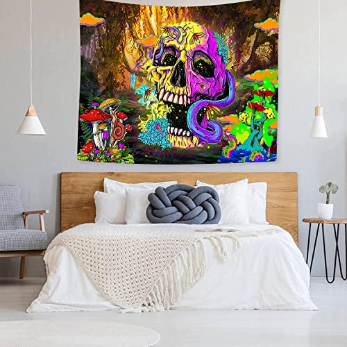 Skull Witchy Tapestry Trippy Mushroom Tapestry Wall Hanging