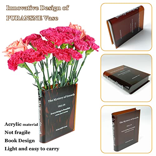 Book Vase for Flowers, Acrylic Clear Book Flower Vase, A Book About Flowers Vase, Unique Home/Bedroom