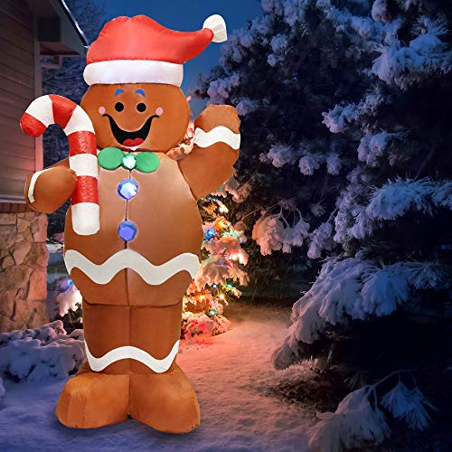 5ft Self-Inflatable Gingerbread Man with Candy Canes