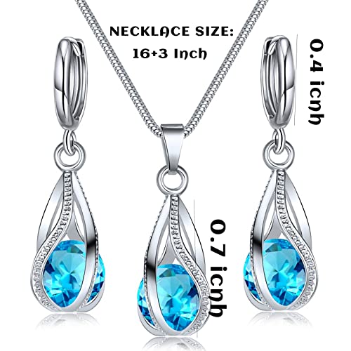 Silver Jewelry Sets for women  Crystal Bridal Accessories Necklace Earrings