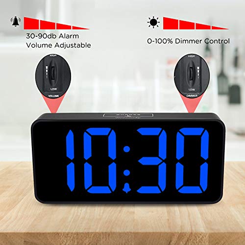 Large Digital Alarm Clock for Visually Impaired - 8.9 Inches Adjustable Alarm Volume