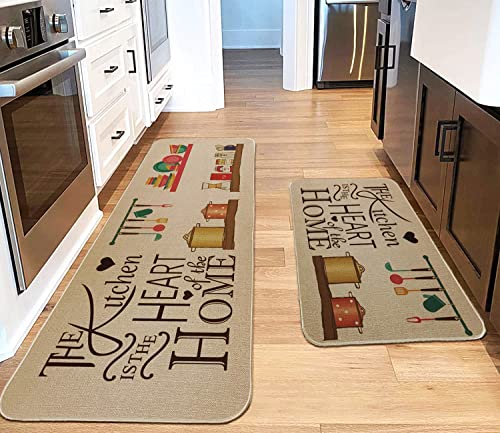 Kitchen Mats Set of 2 Non-Slip Washable