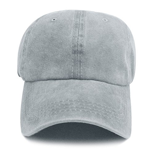 Unisex Baseball Cap Adjustable Washed Dyed Cotton Ball Hat (One Size)