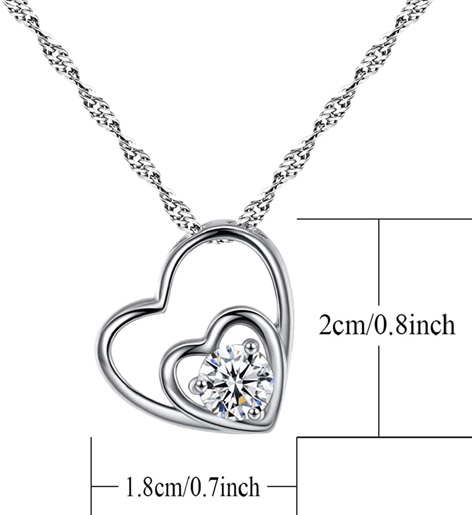 Shiny Fashion Crystal Rhinestone Love Heart Shape Pendent Necklace Stud Earrings