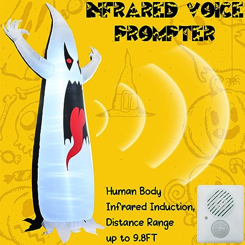 Halloween Inflatables Grim Reaper, Spooky Ghost with Sounder Outdoor Decorations, Double-Sided Design