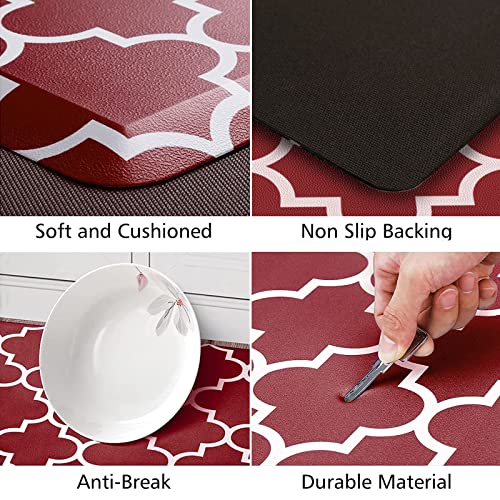 [2 PCS] Cushioned Anti-Fatigue Kitchen Rug, Waterproof Non-Slip