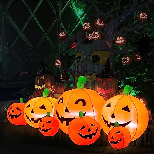 Halloween Inflatable Skull Face Spider Scary Creepy, Blow Up Spider with Built-in LED