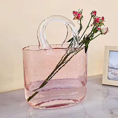 Vase for Flowers Clear Glass Bag Vase Unique Flower Vase Decorative Fish Bowl Handbag Cute Vase Bubble