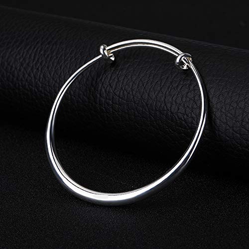 Solid 925 Sterling Bangle Bracelet, Silver, (9inch)