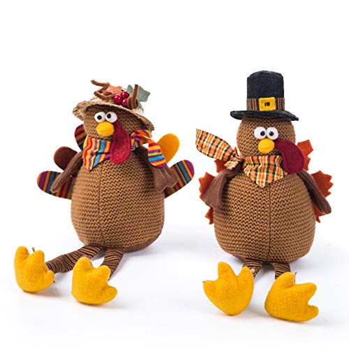 2 Pack Stuffed Turkey Couple Doll Thanksgiving Decoration