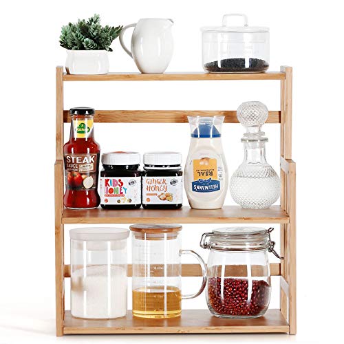 Bamboo Spice Rack Storage Shelves-2 & 3 Tier