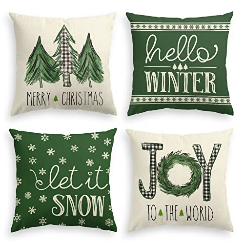 Set of 4 Christmas  Throw Pillow Covers, 18 x 18 Inch