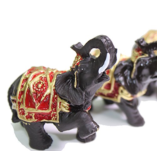 Set of 4 Black Feng Shui Thai Elephants Statues Wealth Lucky Figurines Home Decor