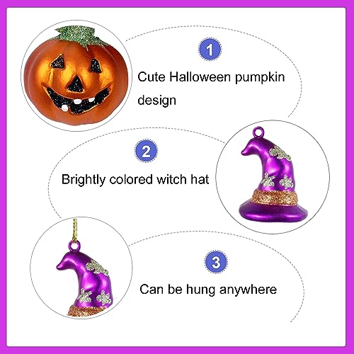 24pcs Halloween Ball Ornaments for Tree, Pumpkin Witch Hat Halloween Tree Hanging Decorations,