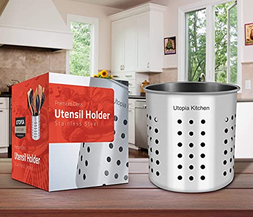 Stainless Steel Cooking Utensil Holder 5 x 5.3 Inches