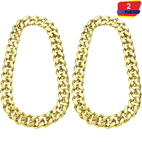 2 Pcs Big Gold Chunky Chain Necklace for Men/Women-32 inch