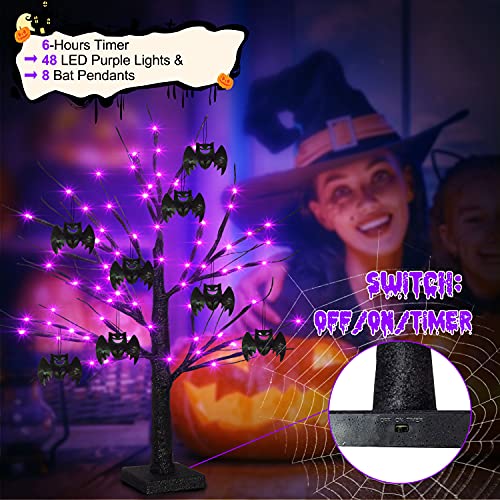 2FT 48 LED Black Halloween Tree for Home Decoration