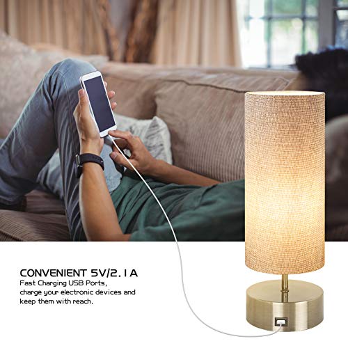 3-Way Dimmable Touch Control Table Lamp w/ USB Charging Port Set of 2 LED Bulb Included