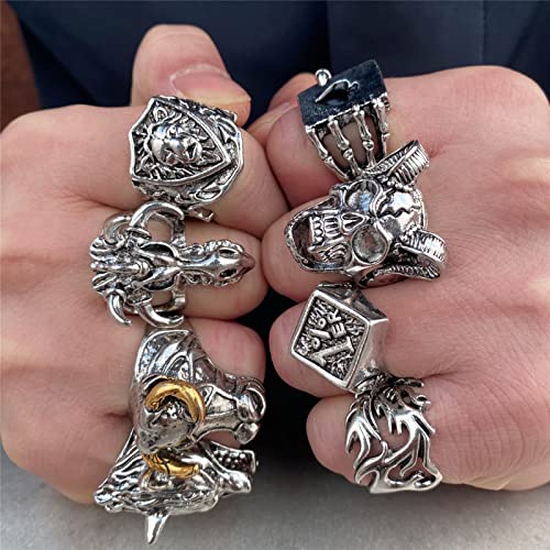 Vintage Silver Open Punk Rings for Men Women