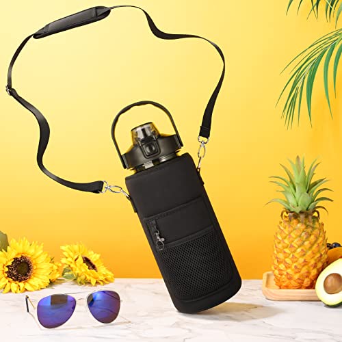 Half Gallon Motivational Water Bottle w/ Sleeve & Strap 64 OZ