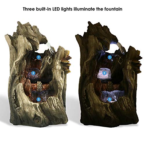 Cascading Caves Waterfall Tabletop Fountain w/ LED Lights - Corded Electric 14 Inches