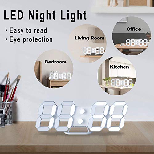 7 Colors LED 3D Digital Alarm Clock w/ Remote, 9.7"