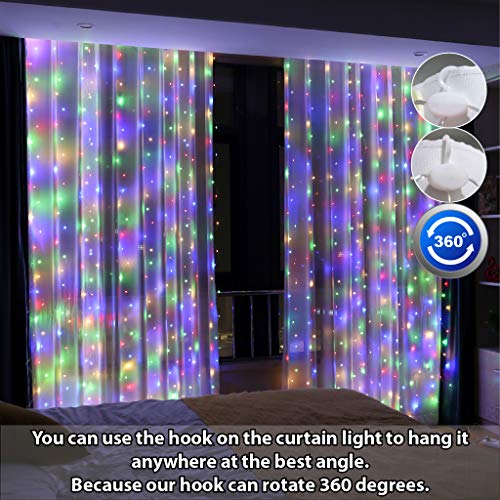 300 LED Fairy Curtain Lights with Remote 8 Modes Timer for Bedroom, 9.8x9.8Ft USB Plug in Adapter