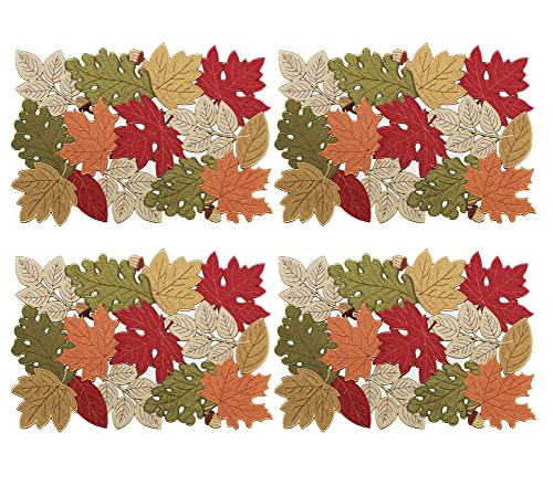 Fall Table Runner 54inches Long, Thanksgiving Harvest Cutwork Embroidered Table Runner 13in x 54in, Autumn Maple Leaves Table Decoration for Home Dining Kitchen Table