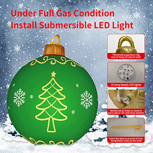 Inflatable Christmas Ball 24 Inch w/ Rechargeable LED Light & Remote