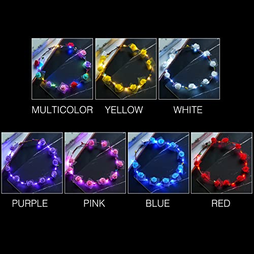 7pcs LED Luminous Flower Crown Headpiece for Holidays