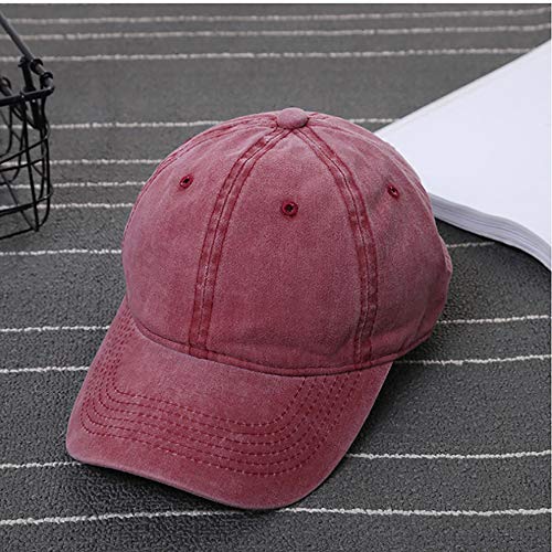 Unisex Baseball Cap Adjustable Washed Dyed Cotton Ball Hat (One Size)