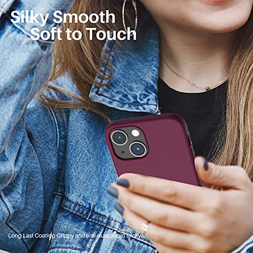 Compatible with iPhone 13 Case 6.1, Slim Liquid Silicone 3 Layers Full Covered Soft Gel Rubber Case Cover