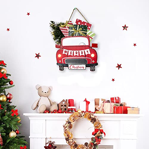 Christmas Red Truck Sign/Wreath w/ LEDs