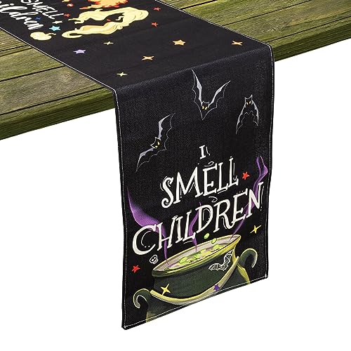 Halloween Table Runner, Hocus Pocus Burlap Halloween Runners Holiday Home Kitchen Dining Table