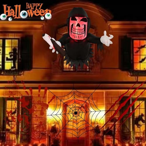 Halloween Inflatables Decoration White Ghost Coming Out of The Window/Tree, Blow Up Spooky Ghost