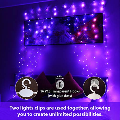 300 LED Fairy Curtain Lights with Remote 8 Modes Timer for Bedroom, 9.8x9.8Ft USB Plug in Adapter