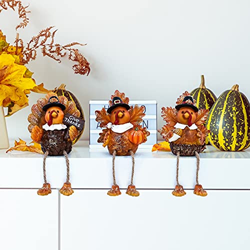 3 Pcs Resin Thanksgiving Turkey Tabletop Centerpieces