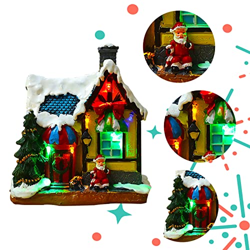 Christmas Village Houses, w/ Colored Lights Battery Operated