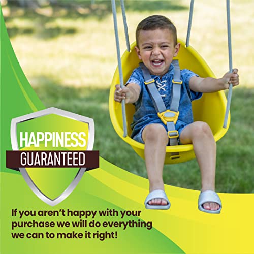 Your Child's First Swing w/ Blister Free Rope & 3-Point Safety Harness