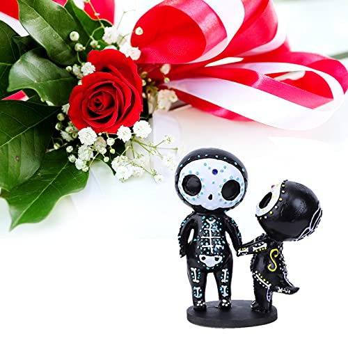 Skull Decor,Sugar Couple Statue, Figurine, Resin Crafts Cute Statue Skeleton Memorial Sculpture, Halloween