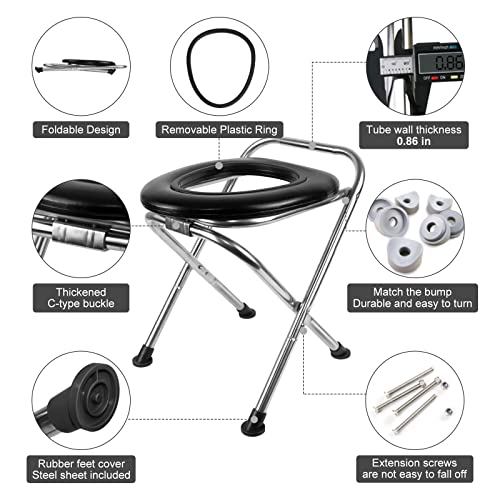 Upgraded Portable Toilet for Camping, 350LBS Weight Capacity