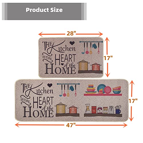 Kitchen Mats Set of 2 Non-Slip Washable