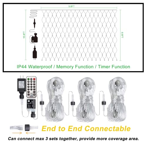 Christmas Net Lights 200 LED 9.8ft x 6.6ft w/ 11 Modes & Remote