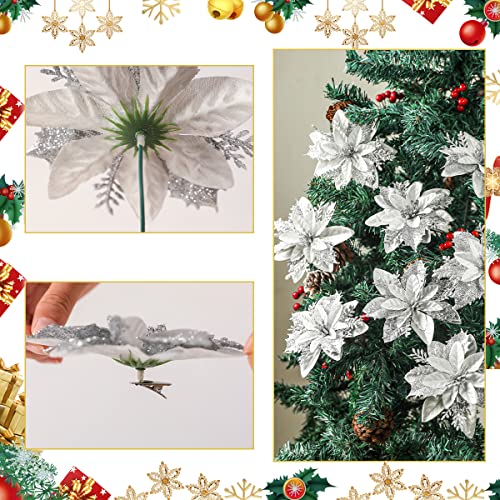 24pcs Poinsettia Artificial Christmas Flowers Decorations