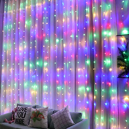 300 LED 8 Lighting Modes Fairy Copper Window Curtain String Lights with Remote