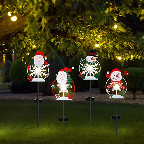 4 Pack Christmas Metal Lights Stakes Decoration