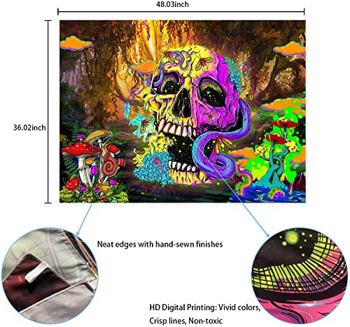 Skull Witchy Tapestry Trippy Mushroom Tapestry Wall Hanging